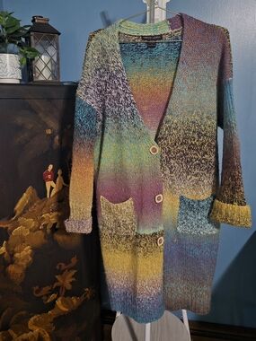 Sabrina Lauren New York Rainbow Gradient Open-front Cardigan